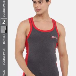 Dollar Bigboss Assorted Cotton Regular Fit Vest - Pack Of 2-image-131