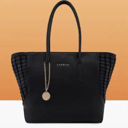 Caprese Black Havana Faux Leather Tote-37