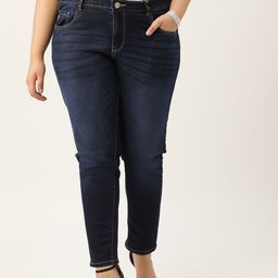 Sztori Women Plus Size Navy Blue Skinny Fit Light Fade Stretchable Jeans-picture-41