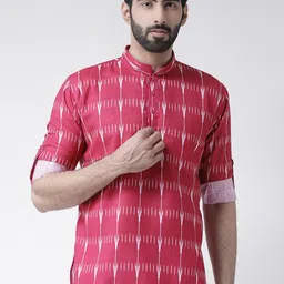 Hangup Men Pink Printed Straight Kurta-picture-12