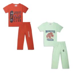 Vimal Jonney Kids Mint Green & Rust Printed T-Shirt Set-picture-28