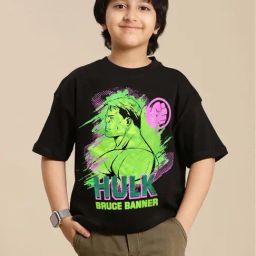 Kidsville Boys Black & Green Cotton Character Based Tshirt-picture-33