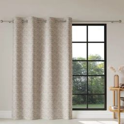 DDecor Poly fill Geometric Beige 9 ft Room Darkening Long Door Curtain-16