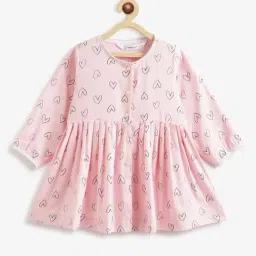 Campana Girls Light Pink Printed Dress-image-74