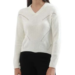 Elle White Self Pattern Sweater-picture-17