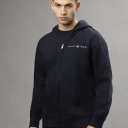 Gant Navy Blue Regular Fit Hooded Jacket-picture-29