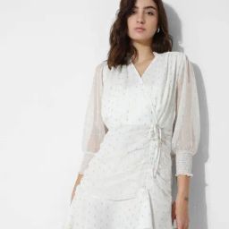Only White Self Design A Line Dress-image-70