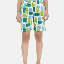 zebu Women Blue & White Printed Lounge Shorts-picture-2
