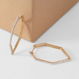 Mia by Tanishq Hexa Bold 14 KT Gold & Diamond Hoop Earrings - 4.552g-image-18