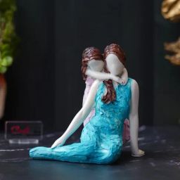 eCraftIndia Multicolor Polyresin  Daughter Back Hugging Mother Human Decorative Showpiece-image-80