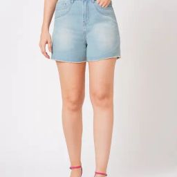 Globus Light Blue Cotton Slim Fit Shorts-picture-3