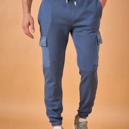 Club York Blue Cotton Blend Regular Fit Solid Joggers-picture-23