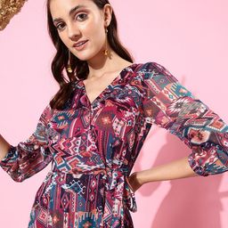 Miss Chase Tie-Up Neck Chiffon Midi Dress-picture-22