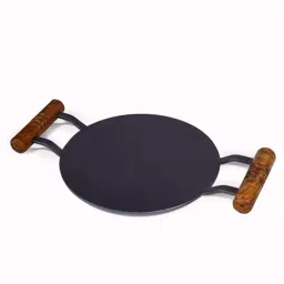 The Indus Valley Black Iron Induction Friendly 30.4cm Round Tawa With Wooden Handle-picture-45