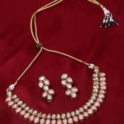 Voylla Kundan Gold Plated Brass Necklace Set-image-43