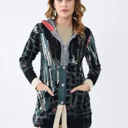 Monte Carlo Multicolored Printed Hooded Cardigan-picture-29