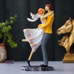 eCraftIndia Multicolor Polyresin  Lovers Tango Dancing Couple Statue Showpiece-image-78