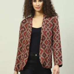 Biba Maroon Straight Fit Printed Blazer-picture-16