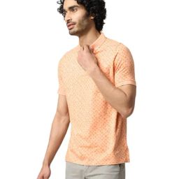 Turtle Orange Slim Fit Printed Polo T-Shirt-image-82