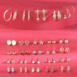 Zaveri Pearls Set of 25 Multicolor Classy Contemporary Studs Drops & Semi Hoops Earring-ZPFK16818-91