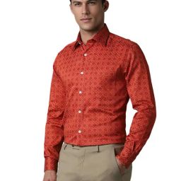 Louis Philippe Red Cotton Regular fit Floral Shirts-picture-42