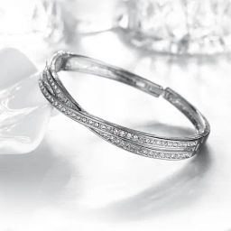 Peora Silver Plated Diamond Cut CZ Openable Kada Stylish Bracelet for Women Girls-image-86