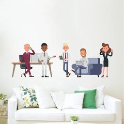 rawpockets Multicoloured Business Crew PVC Vinyl Wall Stickers-82