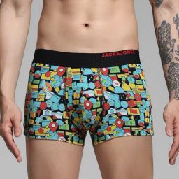 Jack & Jones Men Multicolor Regular Abstract Print Trunk - Pack of 2 image 4
