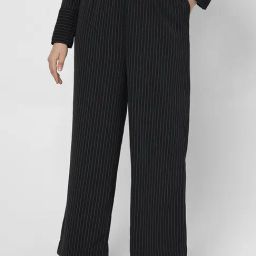 Vero Moda Curve Black Striped High Rise Pants-image-85