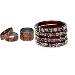 SOMIL Set Of 8 Multi Alloy Artificial Stones & Beads Bangles-picture-8