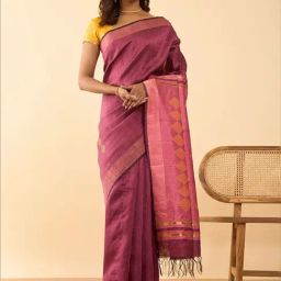 Taneira Pink Silk Woven Saree With Unstitched Blouse-image-67