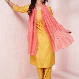 Fabindia Peach Embellished Dupatta-image-5