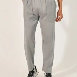 Styli Grey Cotton Relaxed Fit Solid Track Pants-image-33