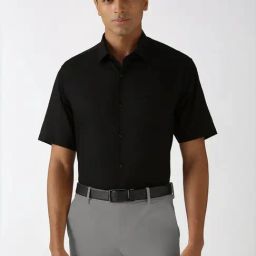 Peter England Black Cotton Regular Fit Shirt-image-45