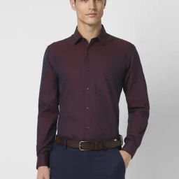 Peter England Maroon Slim Fit Printed Shirt-image-8