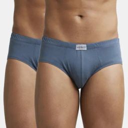 Jockey 8035 Grey Super Combed Cotton Poco Briefs with Ultrasoft Concealed Waistband - Pack of 2-image-106