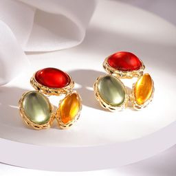Rubans 18K Gold Plated Artificial Stones Studded Stud Earrings-8
