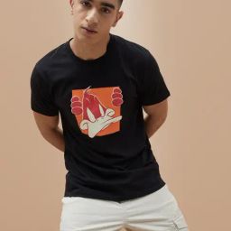 Fame Forever By Lifestyle Black Cotton Regular Fit Printed T-Shirt-image-87