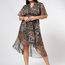 Honey Curvytude by Pantaloons Women Flared Sleeves Empire Midi Dress-image-74