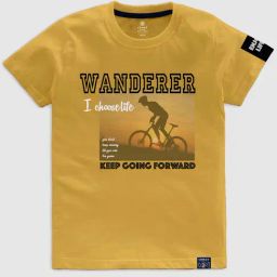 Codez Kids Yellow Printed T-Shirt-image-51