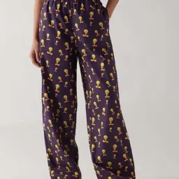 Bewakoof Purple Print Cotton Regular Fit Pyjamas-picture-26