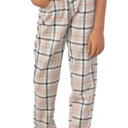YOUMAA Boys Orange Cotton Checks Trousers-image-58