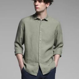 Jack & Jones Green Linen Regular Fit Texture Shirts-10