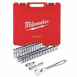 Milwaukee Socket Wrench Set Chrome 6-Point 1/2 - 1 1/8 in, 55KM74-20