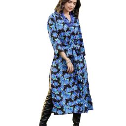 Melon by PlusS Blue & Black Floral Print Shirt Dress-picture-49