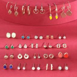 Zaveri Pearls Set of 25 Multicolor Classy Contemporary Studs Drops & Semi Hoops Earring-ZPFK16815-92