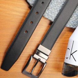 ZEVORA Black Textured Leather Casual Belt-image-35