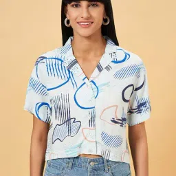 People by Pantaloons White & Blue Printed Shirt-image-92
