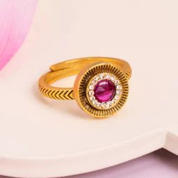 Kushal's Fashion Jewellery Ruby Gold Polished Antique Finger ring for Women-picture-12
