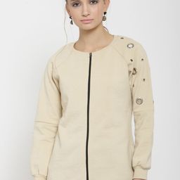 Belle Fille Women Beige Solid Sweatshirt-image-23